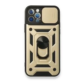 BSSM Pars Lens Yüzüklü Silikon - Gold iPhone 12 Pro Kılıf
