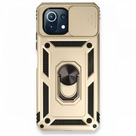 BSSM Pars Lens Yüzüklü Silikon - Gold Xiaomi Mİ 11 Lite Kılıf