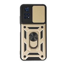 BSSM Pars Lens Yüzüklü Silikon - Gold Xiaomi Poco M4 Pro 4G Kılıf