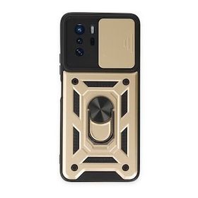 BSSM Pars Lens Yüzüklü Silikon - Gold Xiaomi Poco X3 GT Kılıf