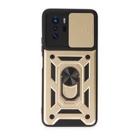 BSSM Pars Lens Yüzüklü Silikon - Gold Xiaomi Poco X3 GT Kılıf