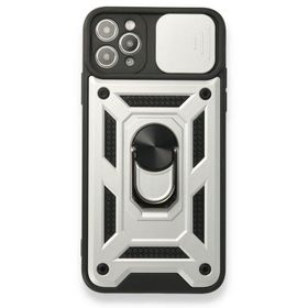 BSSM Pars Lens Yüzüklü Silikon - Gümüş iPhone 11 Pro Kılıf