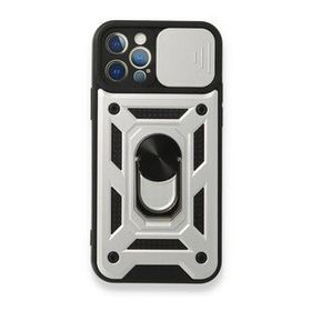 BSSM Pars Lens Yüzüklü Silikon - Gümüş iPhone 12 Pro Kılıf