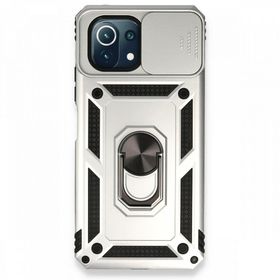 BSSM Pars Lens Yüzüklü Silikon - Gümüş Xiaomi Mİ 11 Lite Kılıf