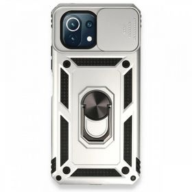 BSSM Pars Lens Yüzüklü Silikon - Gümüş Xiaomi Mİ 11 Lite Kılıf