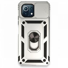 BSSM Pars Lens Yüzüklü Silikon - Gümüş Xiaomi Mİ 11 Lite Kılıf