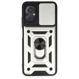 BSSM Pars Lens Yüzüklü Silikon - Gümüş Xiaomi Poco M5 Kılıf