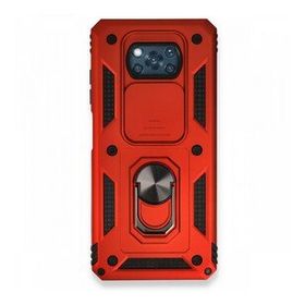 BSSM Pars Lens Yüzüklü Silikon - Kırmızı Xiaomi Pocophone X3 Kılıf