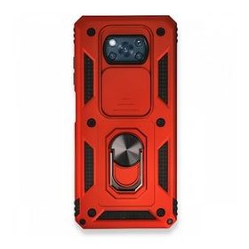 BSSM Pars Lens Yüzüklü Silikon - Kırmızı Xiaomi Pocophone X3 Kılıf