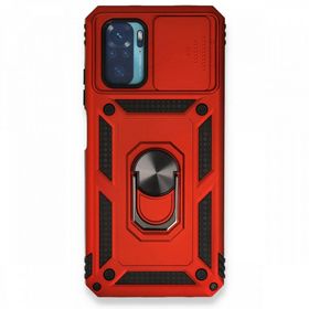 BSSM Pars Lens Yüzüklü Silikon - Kırmızı Xiaomi Redmi Note 10 Kılıf