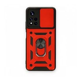 BSSM Pars Lens Yüzüklü Silikon - Kırmızı Xiaomi Redmi Note 11T Kılıf