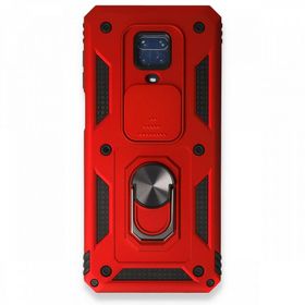 BSSM Pars Lens Yüzüklü Silikon - Kırmızı Xiaomi Redmi Note 9 Pro Kılıf
