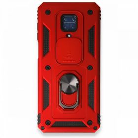 BSSM Pars Lens Yüzüklü Silikon - Kırmızı Xiaomi Redmi Note 9 Pro Kılıf
