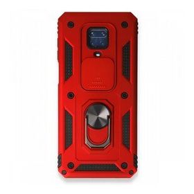 BSSM Pars Lens Yüzüklü Silikon - Kırmızı Xiaomi Redmi Note 9 Pro Kılıf