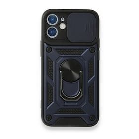 BSSM Pars Lens Yüzüklü Silikon Lacivert iPhone 12 Mini Kılıf