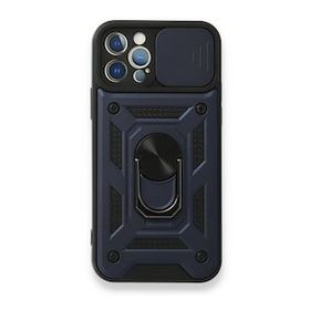 BSSM Pars Lens Yüzüklü Silikon - Lacivert iPhone 12 Pro Kılıf