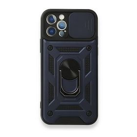 BSSM Pars Lens Yüzüklü Silikon - Lacivert iPhone 12 Pro Kılıf