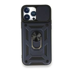 BSSM Pars Lens Yüzüklü Silikon - Lacivert iPhone 13 Pro Kılıf