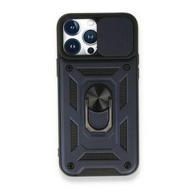 BSSM Pars Lens Yüzüklü Silikon - Lacivert iPhone 13 Pro Max Kılıf