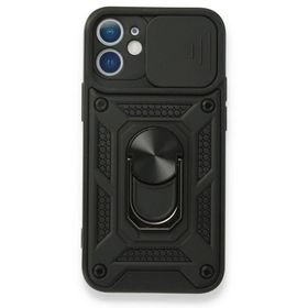 BSSM Pars Lens Yüzüklü Silikon Siyah iPhone 12 Mini Kılıf