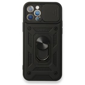 BSSM Pars Lens Yüzüklü Silikon - Siyah iPhone 12 Pro Kılıf