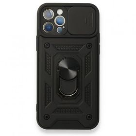 BSSM Pars Lens Yüzüklü Silikon - Siyah iPhone 12 Pro Kılıf