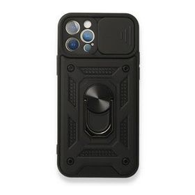 BSSM Pars Lens Yüzüklü Silikon - Siyah iPhone 12 Pro Kılıf
