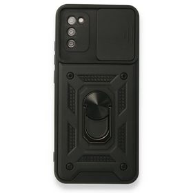 BSSM Pars Lens Yüzüklü Silikon - Siyah Samsung Galaxy A02S Kılıf