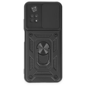 BSSM Pars Lens Yüzüklü Silikon - Siyah Xiaomi Poco M4 Pro 4G Kılıf