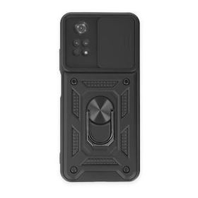 BSSM Pars Lens Yüzüklü Silikon - Siyah Xiaomi Poco M4 Pro 4G Kılıf