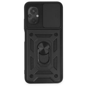 BSSM Pars Lens Yüzüklü Silikon - Siyah Xiaomi Poco M5 Kılıf