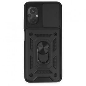 BSSM Pars Lens Yüzüklü Silikon - Siyah Xiaomi Poco M5 Kılıf