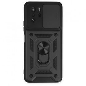 BSSM Pars Lens Yüzüklü Silikon - Siyah Xiaomi Poco X3 GT Kılıf