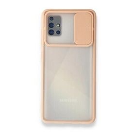 BSSM Pembe Samsung Galaxy A71 Palm Buzlu Kamera Sürgülü Silikon Kılıf