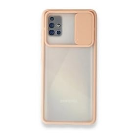 BSSM Pembe Samsung Galaxy A71 Palm Buzlu Kamera Sürgülü Silikon Kılıf
