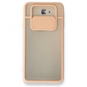 BSSM Pembe Samsung Galaxy J7 Prime Palm Buzlu Kamera Sürgülü Silikon Kılıf