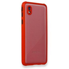 BSSM Samsung Galaxy A01 Core Miami Şeffaf Kırmızı Silikon Kılıf