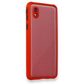 BSSM Samsung Galaxy A01 Core Miami Şeffaf Kırmızı Silikon Kılıf