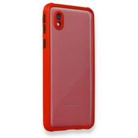 BSSM Samsung Galaxy A01 Core Miami Şeffaf Kırmızı Silikon Kılıf