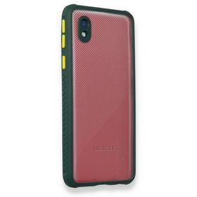 BSSM Samsung Galaxy A01 Core Miami Şeffaf Silikon Koyu Yeşil Kılıf