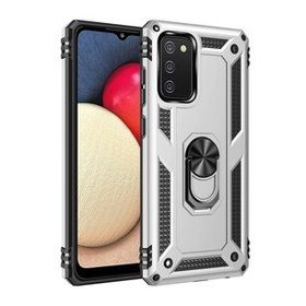 BSSM Samsung Galaxy A02S Sofya Yüzüklü Silikon Kapak Gümüş Kılıf