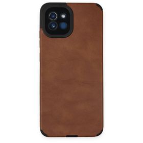 BSSM Samsung Galaxy A03 Loop Deri Silikon Kahverengi Kılıf