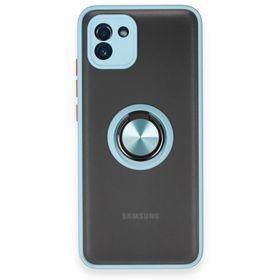 BSSM Samsung Galaxy A03 Montreal Yüzüklü Silikon Kapak Buz Mavi Kılıf