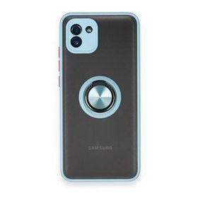 BSSM Samsung Galaxy A03 Montreal Yüzüklü Silikon Kapak Buz Mavi Kılıf