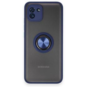 BSSM Samsung Galaxy A03 Montreal Yüzüklü Silikon Kapak Lacivert Kılıf
