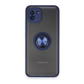 BSSM Samsung Galaxy A03 Montreal Yüzüklü Silikon Kapak Lacivert Kılıf