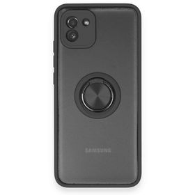 BSSM Samsung Galaxy A03 Montreal Yüzüklü Silikon Kapak Siyah Kılıf