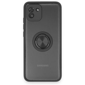 BSSM Samsung Galaxy A03 Montreal Yüzüklü Silikon Kapak Siyah Kılıf