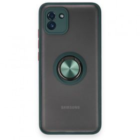 BSSM Samsung Galaxy A03 Montreal Yüzüklü Silikon Kapak Yeşil Kılıf