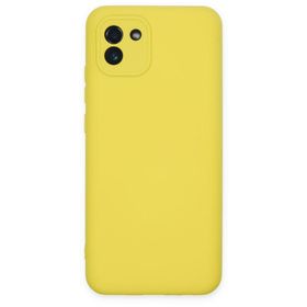 BSSM Samsung Galaxy A03 Nano içi Kadife Silikon Sarı Kılıf